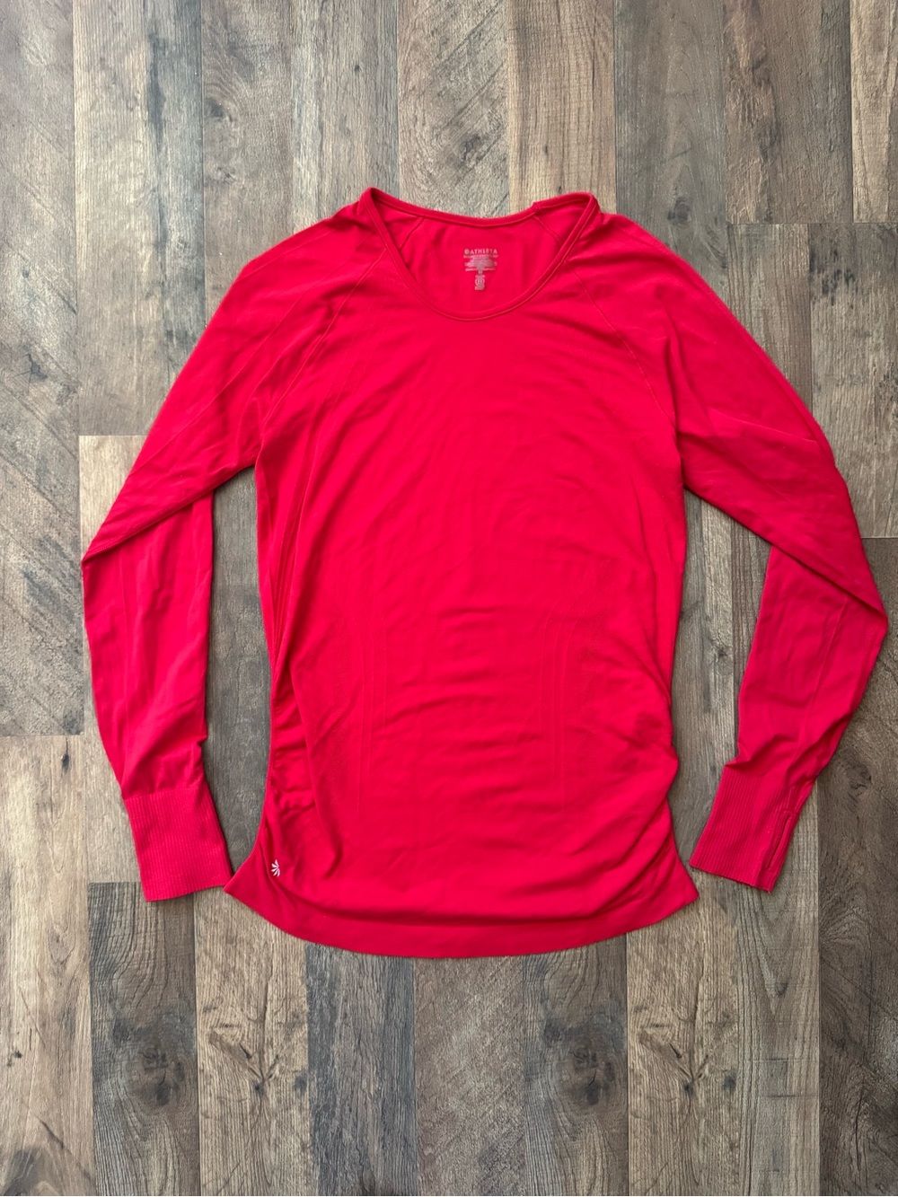 Athleta Women's Long Sleeve Crew Neck Tee in Bright Red